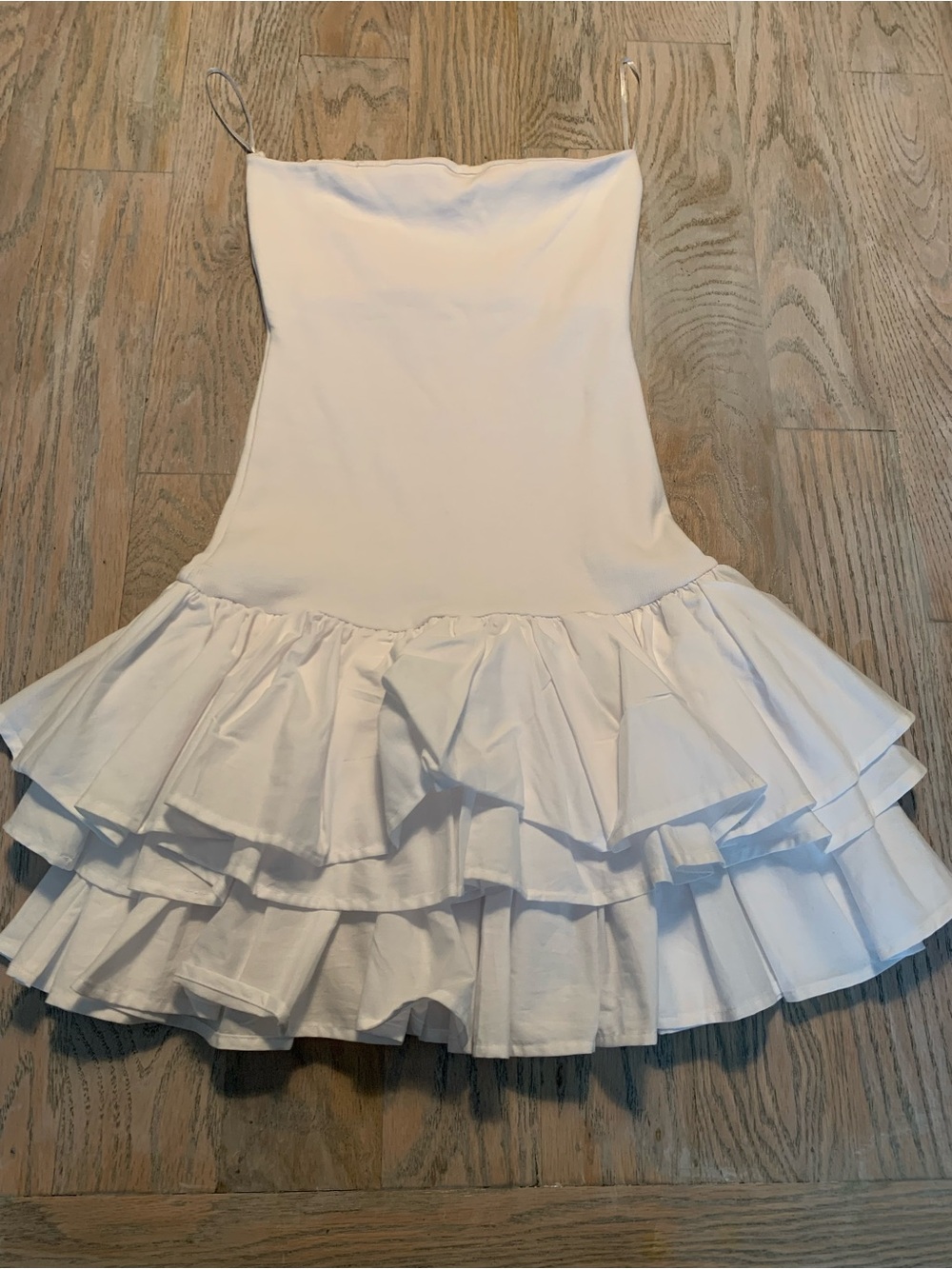 Zara White Ruffled Strapless Mini Dress